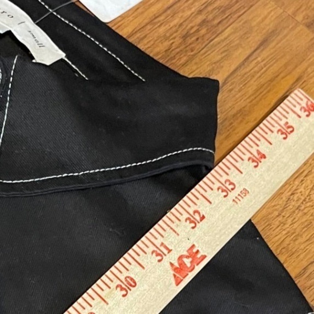 Entro Steele Mini Dress Black White Contrast Stitch Short Sleeve Denim Shift S - Picture 9 of 10